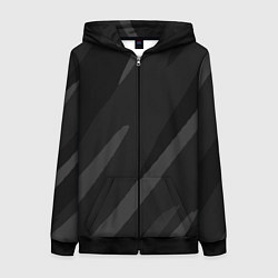 Женская толстовка на молнии Чёрно-серый абстрактный полосы