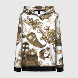 Женская толстовка на молнии Растения против зомби в бежевых тонах