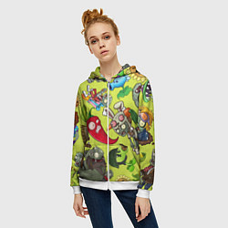 Толстовка на молнии женская Растения против зомби с героями, цвет: 3D-белый — фото 2
