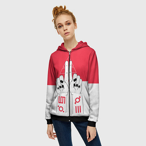 Женская толстовка на молнии 30 Seconds to Mars poster / 3D-Черный – фото 3