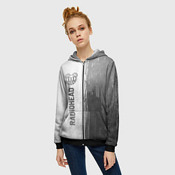 Толстовка на молнии женская Radiohead - white gradient по-вертикали, цвет: 3D-черный — фото 2