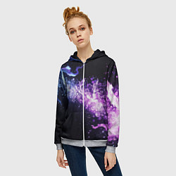 Толстовка на молнии женская Фиолетово-синяя абстрактная волна, цвет: 3D-меланж — фото 2