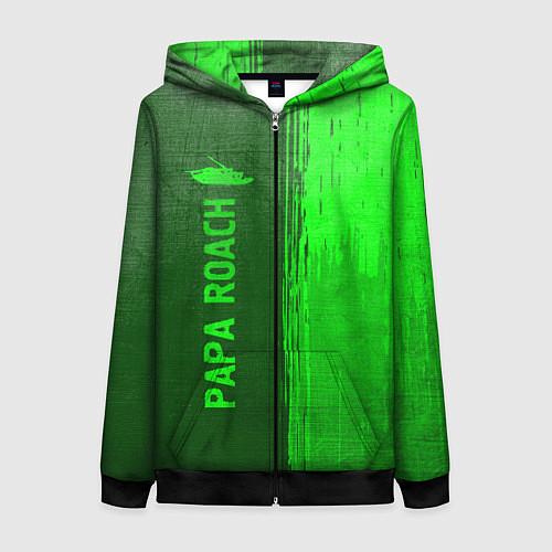 Женская толстовка на молнии Papa Roach - green gradient по-вертикали / 3D-Черный – фото 1