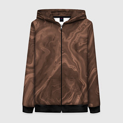 Толстовка на молнии женская Коричневый абстракция в точку, цвет: 3D-черный