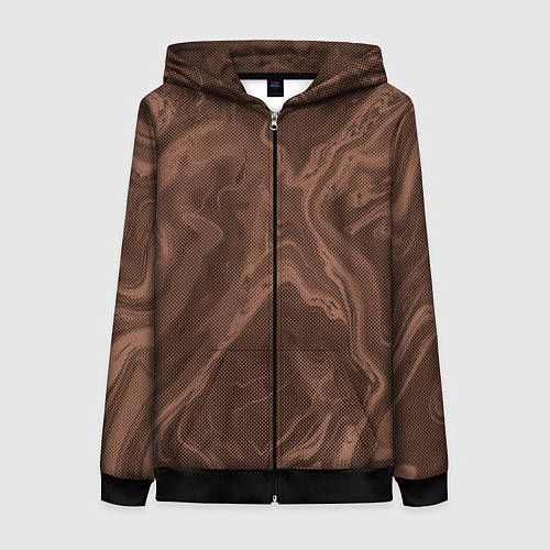 Женская толстовка на молнии Коричневый абстракция в точку / 3D-Черный – фото 1