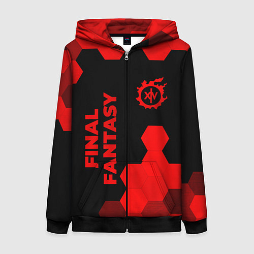 Женская толстовка на молнии Final Fantasy - red gradient вертикально / 3D-Черный – фото 1