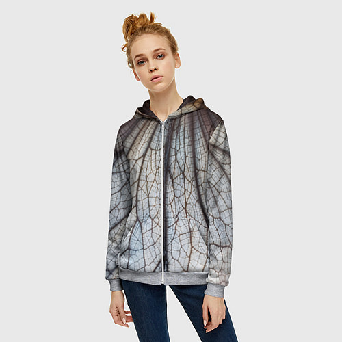 Женская толстовка на молнии Прожилки растения / 3D-Меланж – фото 3