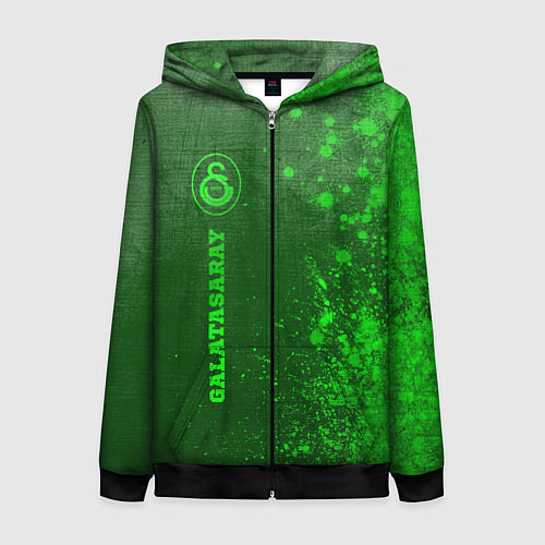 Женская толстовка на молнии Galatasaray - green gradient по-вертикали / 3D-Черный – фото 1