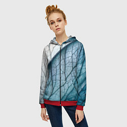 Толстовка на молнии женская Листья с прожилками, цвет: 3D-красный — фото 2