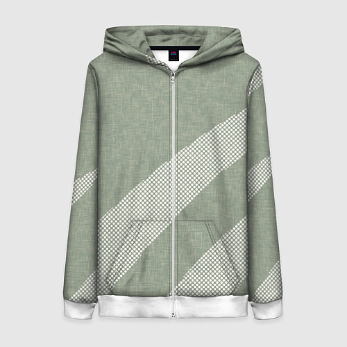 Женская толстовка на молнии Светлый серо-зелёный абстрактный / 3D-Белый – фото 1