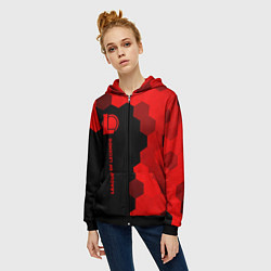 Толстовка на молнии женская League of Legends - red gradient по-вертикали, цвет: 3D-черный — фото 2