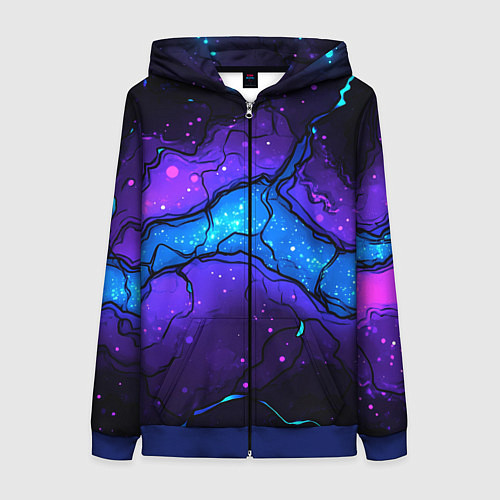 Женская толстовка на молнии Синяя звездная полоса в плите текстура / 3D-Синий – фото 1