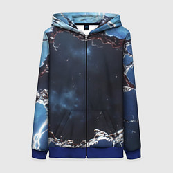 Толстовка на молнии женская Объемная дыра в стене текстура, цвет: 3D-синий
