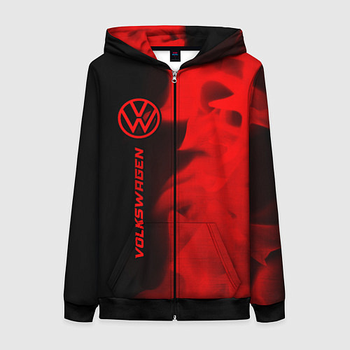 Женская толстовка на молнии Volkswagen - red gradient по-вертикали / 3D-Черный – фото 1