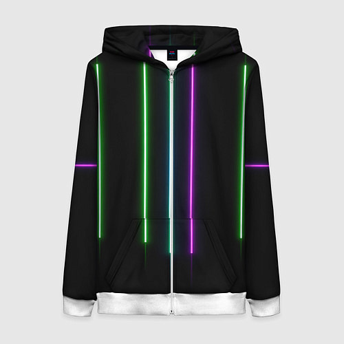 Женская толстовка на молнии Neon stripes / 3D-Белый – фото 1
