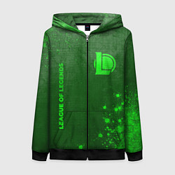 Толстовка на молнии женская League of Legends - green gradient вертикально, цвет: 3D-черный
