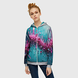 Толстовка на молнии женская Розовые кристаллы, цвет: 3D-меланж — фото 2