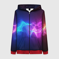 Женская толстовка на молнии Звуковая волна неоновый узор
