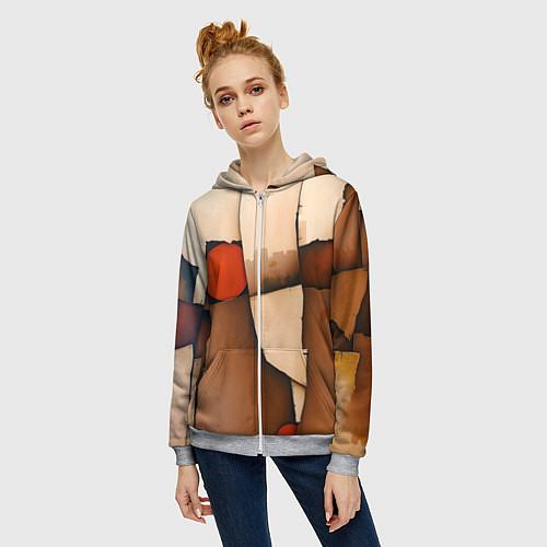 Женская толстовка на молнии Фрагментированная композиция / 3D-Меланж – фото 3