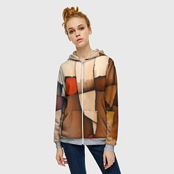 Толстовка на молнии женская Фрагментированная композиция, цвет: 3D-меланж — фото 2