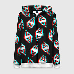 Толстовка на молнии женская Skyrim glitch logo patten, цвет: 3D-белый