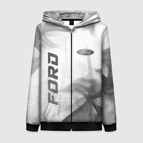 Женская толстовка на молнии Ford - white gradient вертикально / 3D-Черный – фото 1