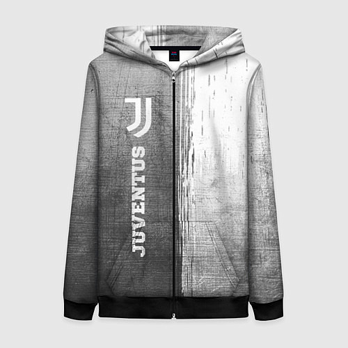 Женская толстовка на молнии Juventus - grey gradient по-вертикали / 3D-Черный – фото 1