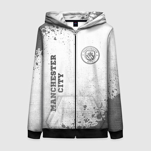 Женская толстовка на молнии Manchester City - white gradient вертикально / 3D-Черный – фото 1
