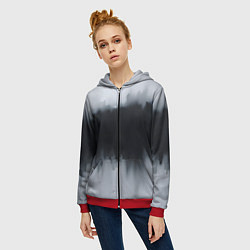 Толстовка на молнии женская Разводы черной краски, цвет: 3D-красный — фото 2