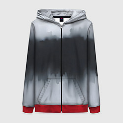 Толстовка на молнии женская Разводы черной краски, цвет: 3D-красный
