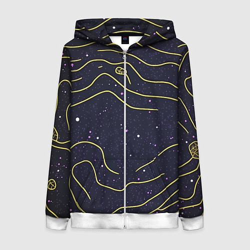 Женская толстовка на молнии Абстракция золотых линий текстура / 3D-Белый – фото 1