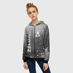 Толстовка на молнии женская Zelda - grey gradient вертикально, цвет: 3D-черный — фото 2