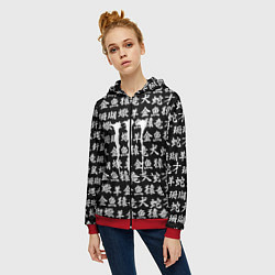 Толстовка на молнии женская Monster energy japan pattern, цвет: 3D-красный — фото 2