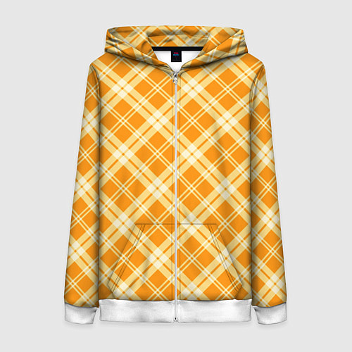 Женская толстовка на молнии Жёлтый крупная клетка / 3D-Белый – фото 1
