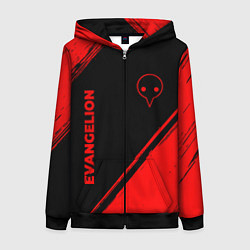 Толстовка на молнии женская Evangelion - red gradient вертикально, цвет: 3D-черный