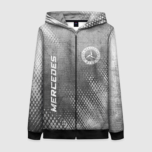 Женская толстовка на молнии Mercedes - grey gradient вертикально / 3D-Черный – фото 1