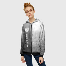 Толстовка на молнии женская West Ham - grey gradient по-вертикали, цвет: 3D-черный — фото 2
