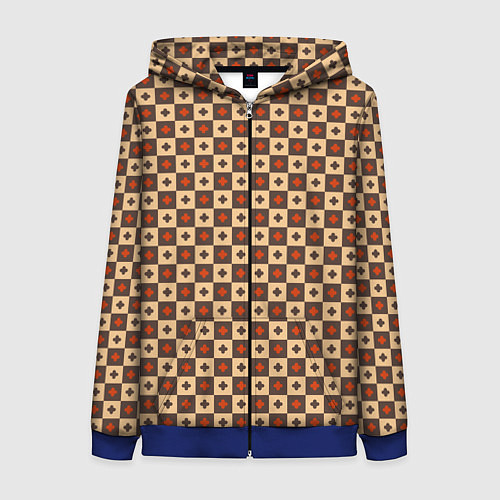 Женская толстовка на молнии Готические шахматы / 3D-Синий – фото 1