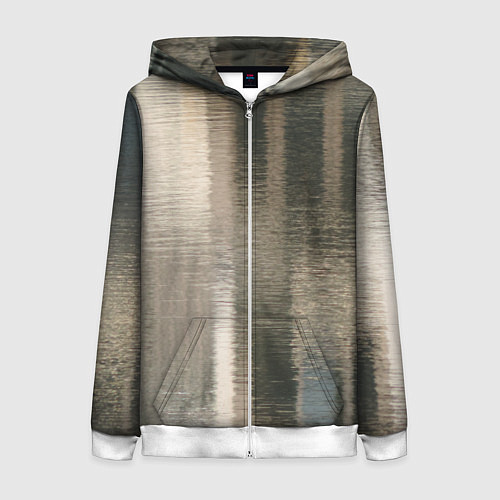 Женская толстовка на молнии Размытые серо-бежевые полосы / 3D-Белый – фото 1