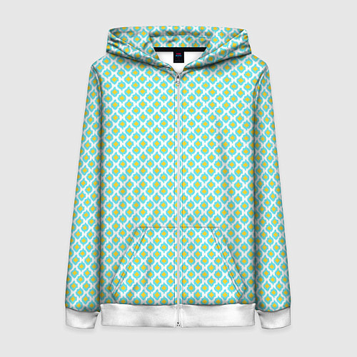 Женская толстовка на молнии Ikat ogee - этнический узор / 3D-Белый – фото 1