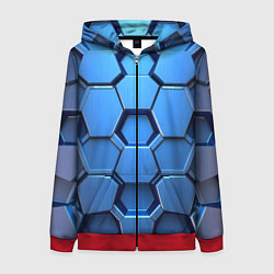Толстовка на молнии женская Синий бронежилет, цвет: 3D-красный