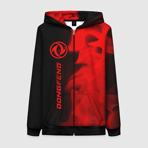 Женская толстовка на молнии Dongfeng - red gradient по-вертикали / 3D-Черный – фото 1