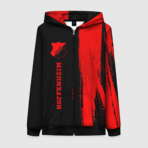 Женская толстовка на молнии Hoffenheim - red gradient по-вертикали / 3D-Черный – фото 1