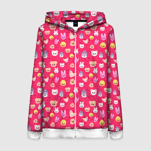 Женская толстовка на молнии Skzoo pattern pink / 3D-Белый – фото 1