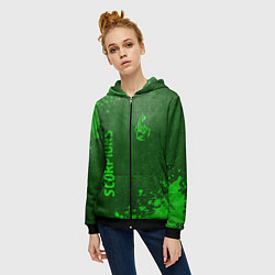 Толстовка на молнии женская Scorpions - green gradient вертикально, цвет: 3D-черный — фото 2