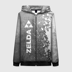 Толстовка на молнии женская Zelda - grey gradient по-вертикали, цвет: 3D-черный