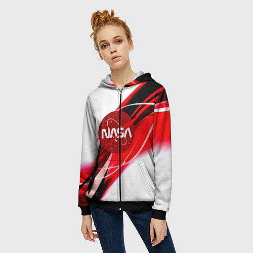 Женская толстовка на молнии Nasa абстрактные полосы / 3D-Черный – фото 3