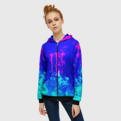 Толстовка на молнии женская Monster energy дым неоновый, цвет: 3D-черный — фото 2