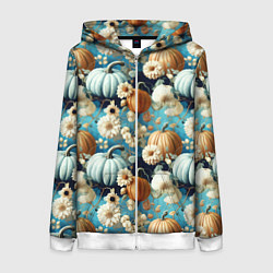 Толстовка на молнии женская Маленькие тыковки, цвет: 3D-белый