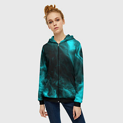 Толстовка на молнии женская Neon smoke, цвет: 3D-черный — фото 2